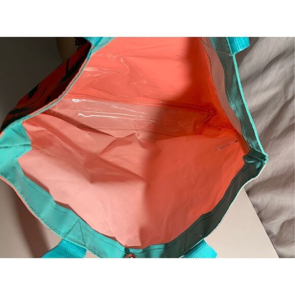 Retro Beach Tote Bag-Coconut Grove 18x12” Pink/Blue 2 Pocket 80s 90s Beach EUC - Picture 6 of 7